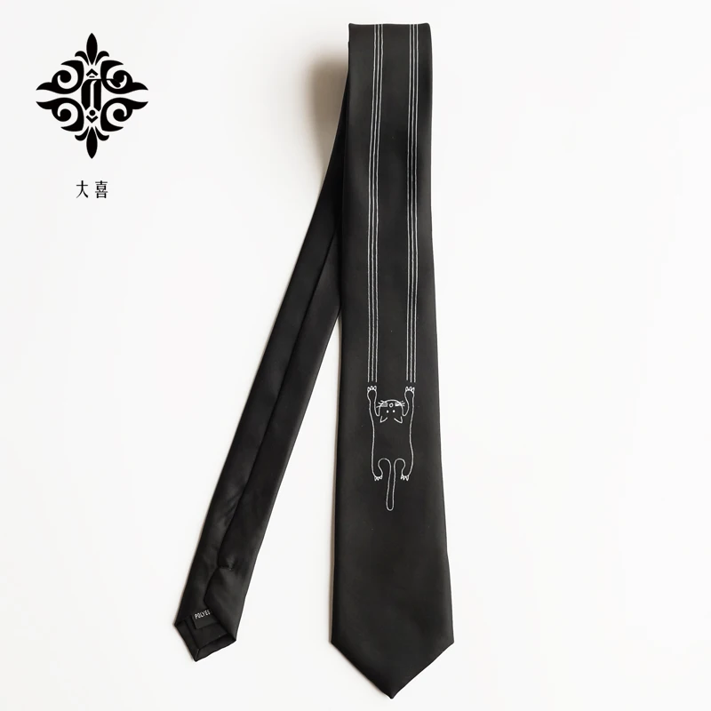 Bow tie necktie men and women black cat 7cm printing inspirational literary youth fun personality college trend gravatas | Аксессуары