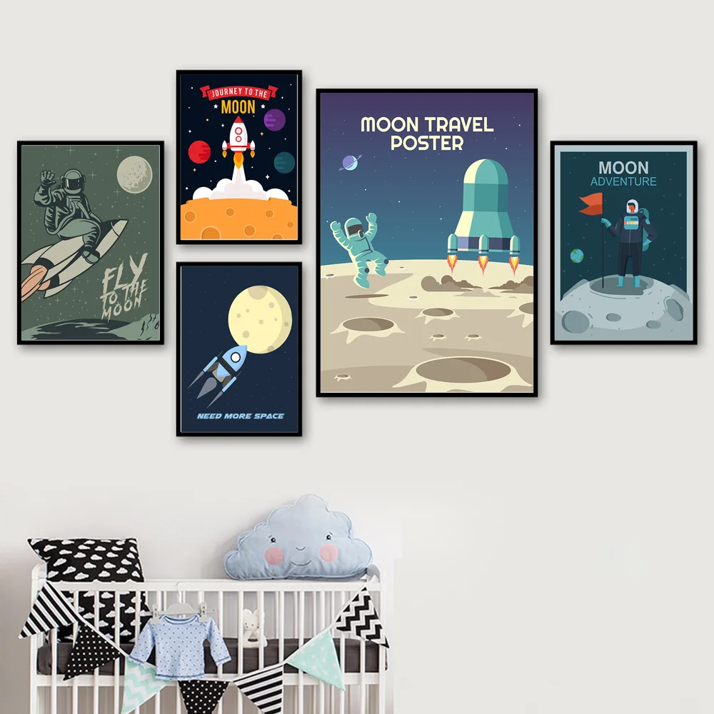 Cartoon Moon Travel Astronaut Spacecraft Wall Art Canvas Painting Nordic Posters and Prints Wall Pictures Baby Kids Room Decor
Cartoon Moon Travel Astronaut Spacecraft Wall Art Canvas Painting Nordic Posters and Prints Wall Pictures Baby Kids Room Decor