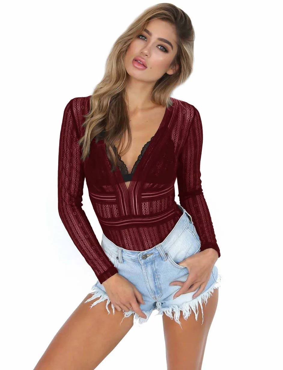 Deep V neck White Lace Mesh Crochet Bodysuit Women Slim Fit Romper Jumpsuit Sexy High Street Bodysuits Tops for Women Clothing
Deep V neck White Lace Mesh Crochet Bodysuit Women Slim Fit Romper Jumpsuit Sexy High Street Bodysuits Tops for Women Clothing