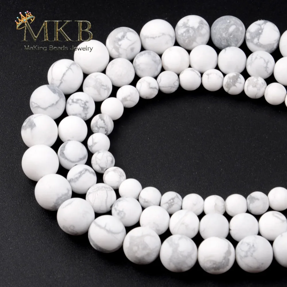 Natural Matte White Howlite Turquoises Stone Beads For Jewelry Making 6/8/10/12mm 15inches Wholesale Perles Bijoux
Natural Matte White Howlite Turquoises Stone Beads For Jewelry Making 6/8/10/12mm 15inches Wholesale Perles Bijoux