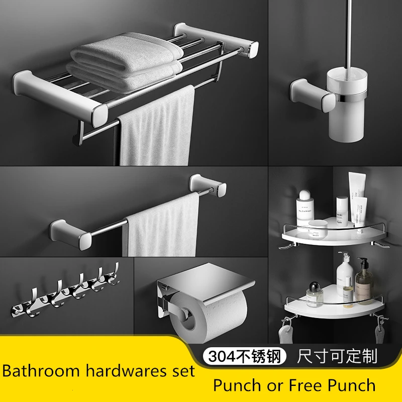 Modern Bathroom Hardware Set Wall Mounted 304 Stainless Steel Bathroom Accessories Set Painting Towel rack Shower Baskets
Modern Bathroom Hardware Set Wall Mounted 304 Stainless Steel Bathroom Accessories Set Painting Towel rack Shower Baskets