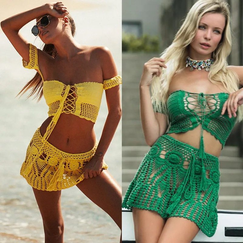 Summer Boho Bikini Hand Crochet Mini Skirt Women Swimwear Sexy Beach Bikini Cover Up Skirt Boho Style Elastic Waistband Tassels
Summer Boho Bikini Hand Crochet Mini Skirt Women Swimwear Sexy Beach Bikini Cover Up Skirt Boho Style Elastic Waistband Tassels
