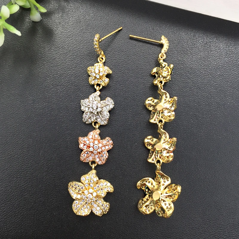 Lanyika Fashion Jewelry Elegant Romantic Flowers Long Earrings Zircon Micro Plated Anniversary Daily Birthday Popular Best Gift
Lanyika Fashion Jewelry Elegant Romantic Flowers Long Earrings Zircon Micro Plated Anniversary Daily Birthday Popular Best Gift