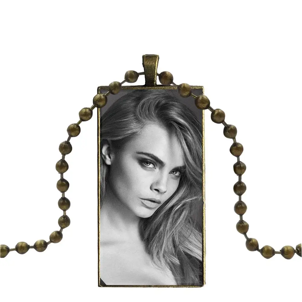 Kendall Jenner Cara Delevingne For Unisex Vintage Jewelry Bronze Color Glass Cabochon Choker Pendant Long Rectangle Necklace | Украшения и