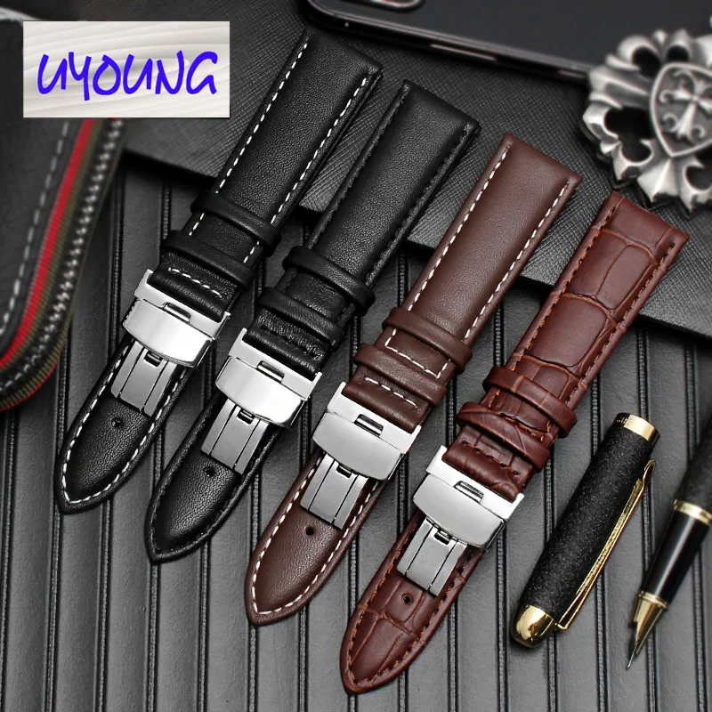 HIgh quality black brown genuine leather 18mm 20mm 21mm 22mm 23mm 24mm men and lady steel butterfly buckle watch band
HIgh quality black brown genuine leather 18mm 20mm 21mm 22mm 23mm 24mm men and lady steel butterfly buckle watch band
