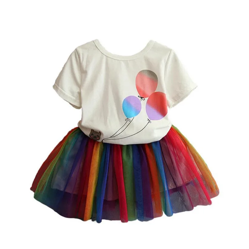 2019 New Summer Children Clothing Sets Toddler Girls Short Sleeve Balloon T-shirt+Rainbow Mesh Tutu Skirt Girls Clothes Set 2-7Y
2019 New Summer Children Clothing Sets Toddler Girls Short Sleeve Balloon T-shirt+Rainbow Mesh Tutu Skirt Girls Clothes Set 2-7Y