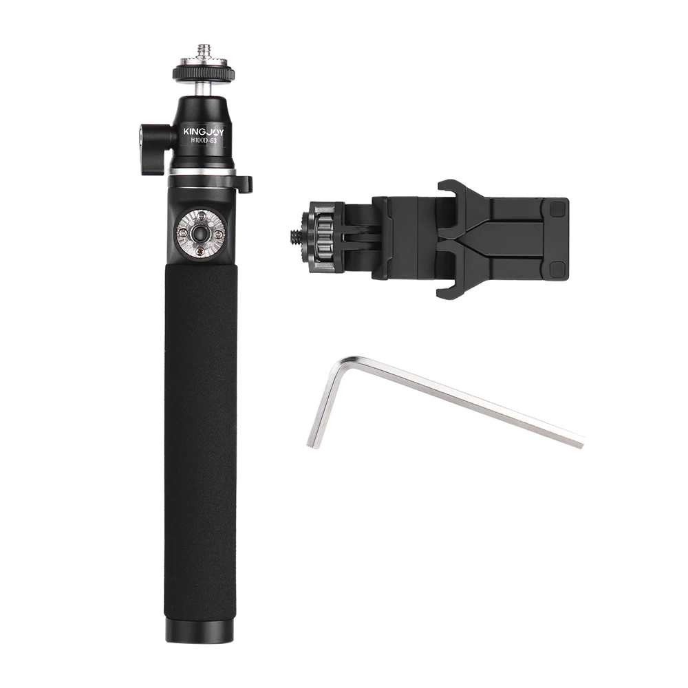 KINGJOY H100D-63 Extendable Selfie Stick Monopod + Phone Clip Holder with 1/4" Screw for DJI OSMO Stabilizer for Gopro Hero Came
KINGJOY H100D-63 Extendable Selfie Stick Monopod + Phone Clip Holder with 1/4" Screw for DJI OSMO Stabilizer for Gopro Hero Came