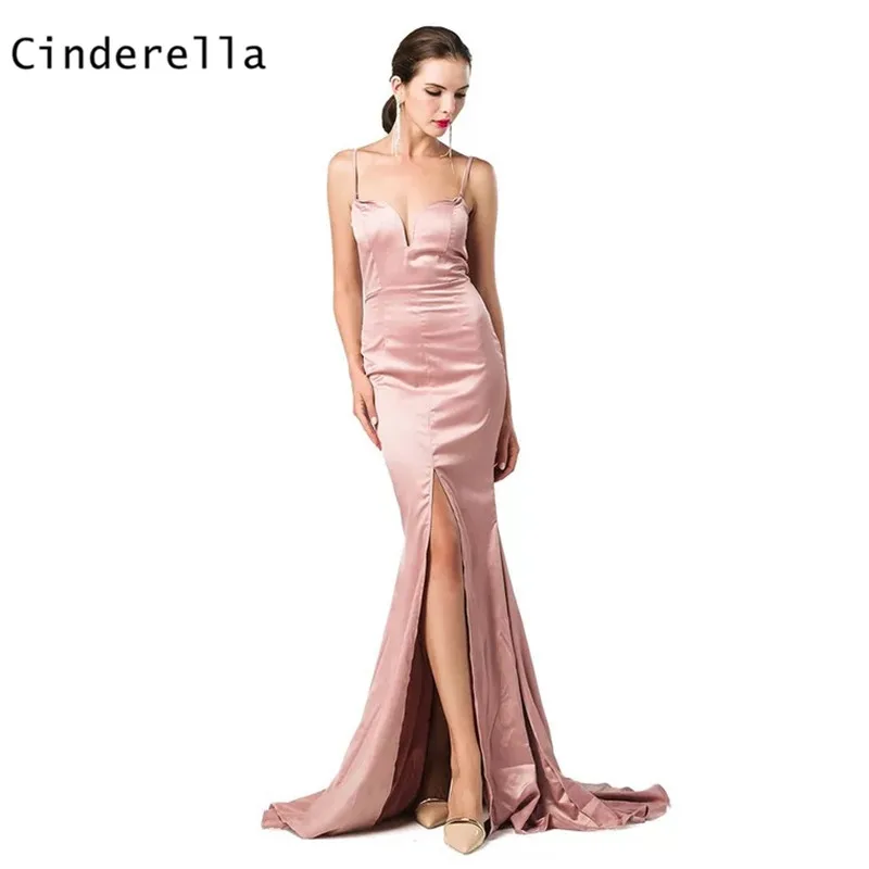Cinderella Sexy Sweetheart Spaghetti Silk Satin Mermaid Side Slit Sweep Train Evening Dresses vestidos de fiesta de noche
Cinderella Sexy Sweetheart Spaghetti Silk Satin Mermaid Side Slit Sweep Train Evening Dresses vestidos de fiesta de noche