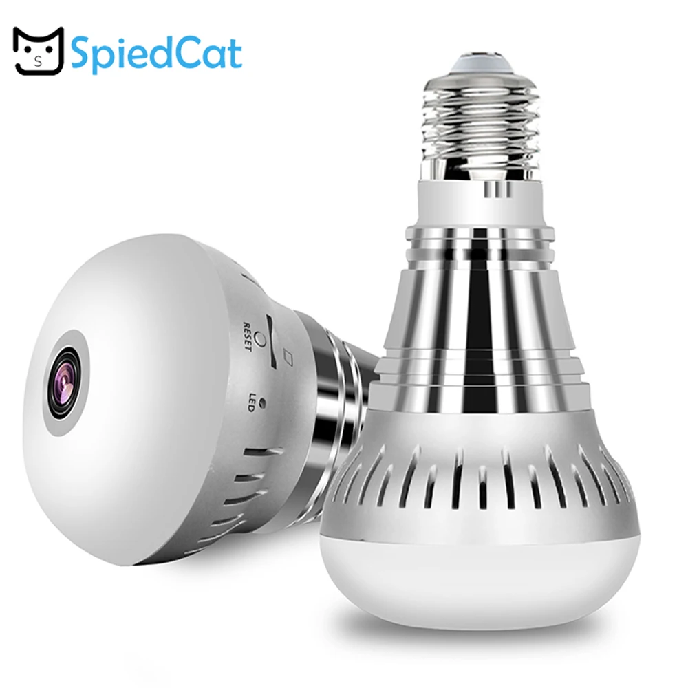1080P 360 градусов WiFi IP панорамная камера лампа Рыбий глаз объектив Мини 2.0MP HD