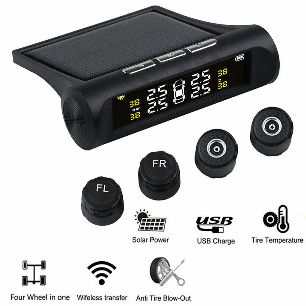 Car TPMS Tyre Pressure Monitoring System Solar Power Digital LCD Display Auto Security Alarm Systems Pressure External Sensor
Car TPMS Tyre Pressure Monitoring System Solar Power Digital LCD Display Auto Security Alarm Systems Pressure External Sensor