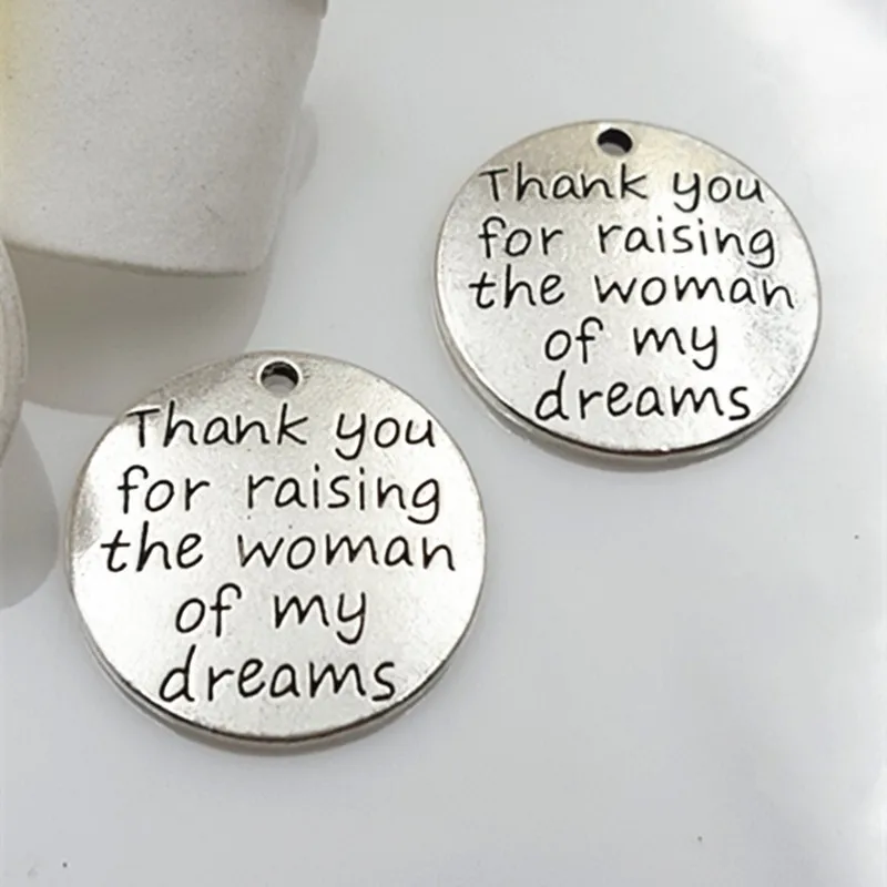 20pcs alloy metal lettering Thank you for raising the woman of my dreams charms pendant accessories for bracelet DIY jewelry
20pcs alloy metal lettering Thank you for raising the woman of my dreams charms pendant accessories for bracelet DIY jewelry