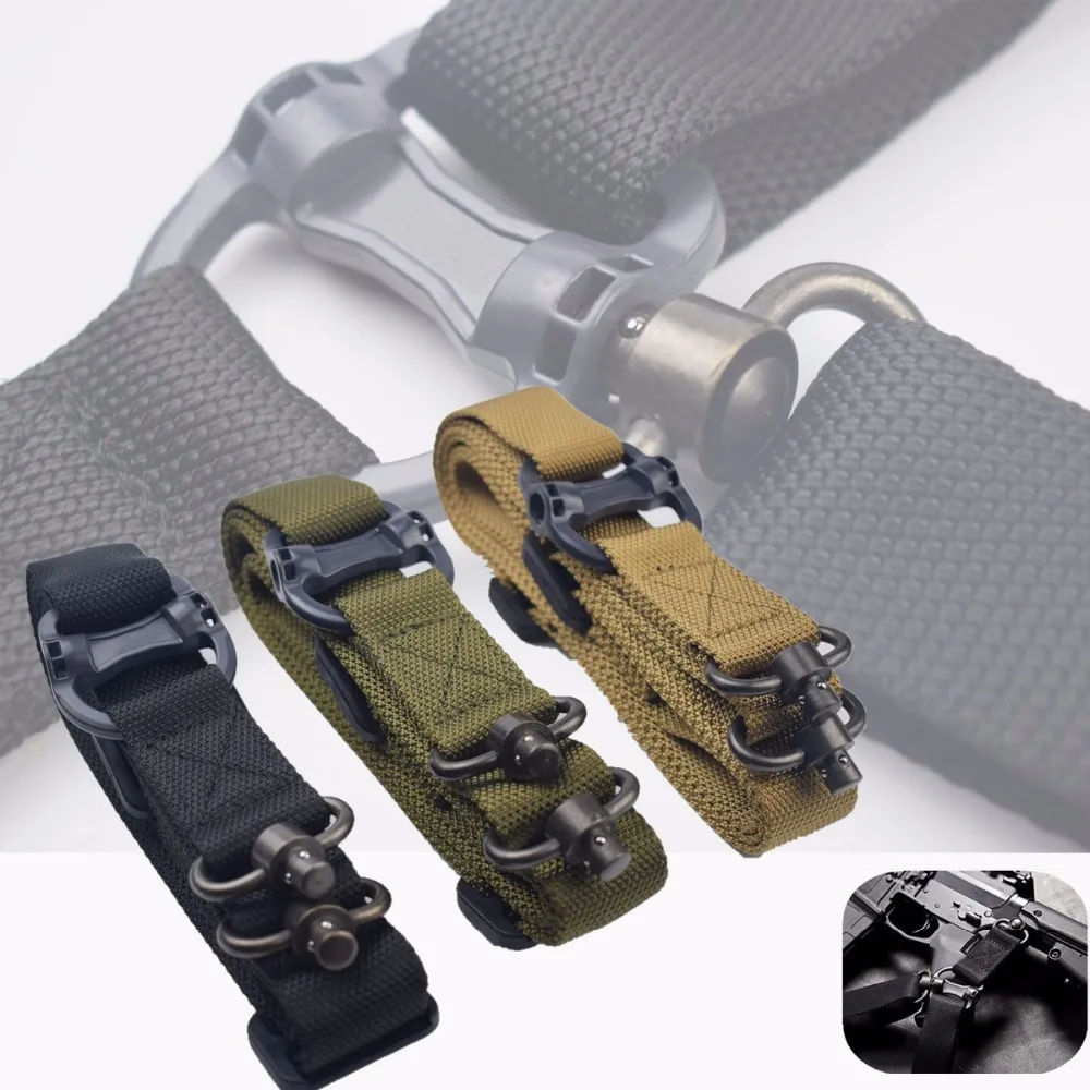 

Tactical Gun Sling, Quick Detach QD 1 or 2 Point Multi Mission 1.2" Rifle Sling, Swivel Buckle Adjustable Nylon Shoulder Strap