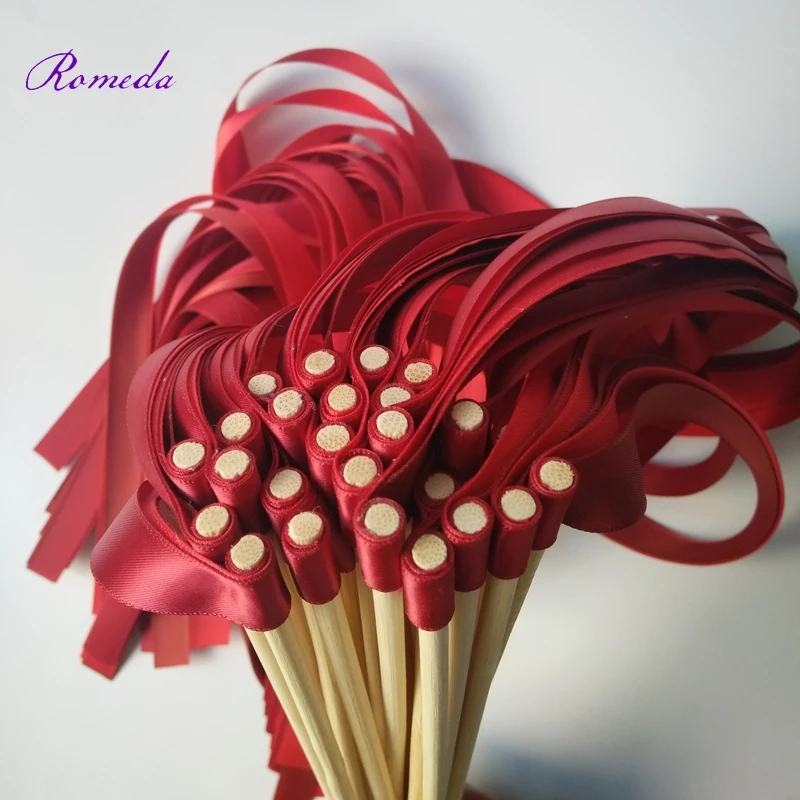 New Style 50pcs/lot 3 red stain wedding ribbon wands wish stick for wedding party decoration
New Style 50pcs/lot 3 red stain wedding ribbon wands wish stick for wedding party decoration