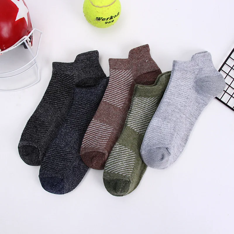 Fcare 10PCS =5 pairs new fashion Autumn new cotton men's boat deporte socks ankle striped socks