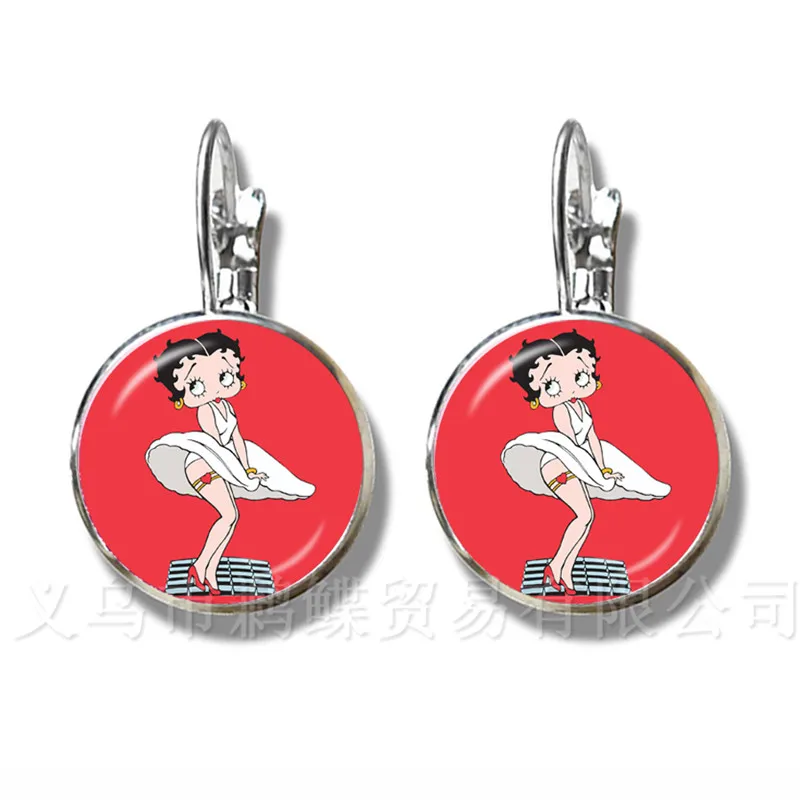 Newest Trendy Betty Boop 16mm Glass Cabochon Earrings Harajuku Cute Cartoon Picture Silver Plated Stud Earrings For Women Girls 
Newest Trendy Betty Boop 16mm Glass Cabochon Earrings Harajuku Cute Cartoon Picture Silver Plated Stud Earrings For Women Girls