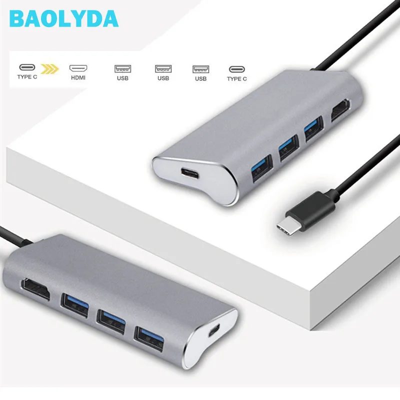 Фото Baolyda USB C многопортовый адаптер до 3 0 концентратор HDMI Thunderbolt для MacBook Pro huawei P20