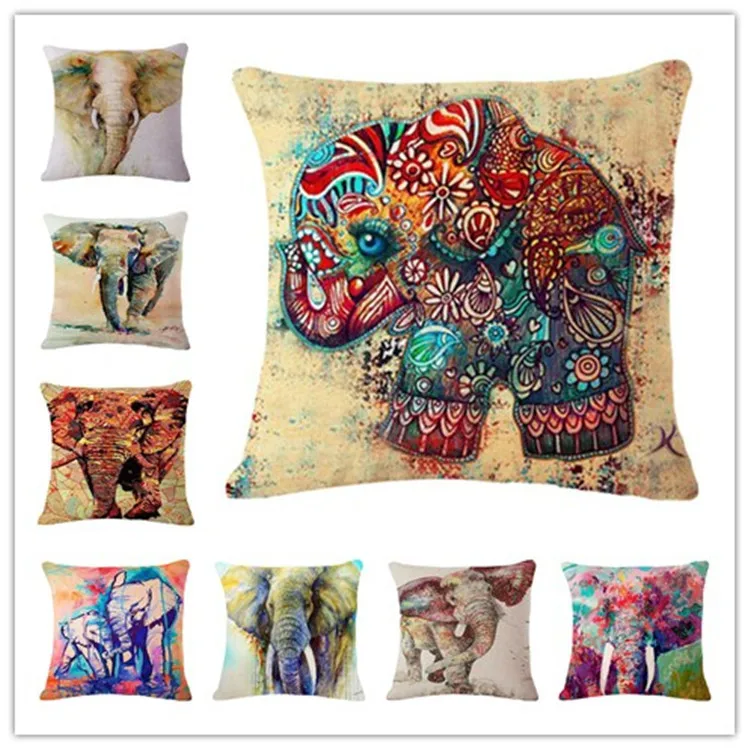 Square 45X45CM European Vintage Colorful Elephant Printed Pillow Case Animal Cushion Cotton linen Cover Throw pillow case 3D
Square 45X45CM European Vintage Colorful Elephant Printed Pillow Case Animal Cushion Cotton linen Cover Throw pillow case 3D
