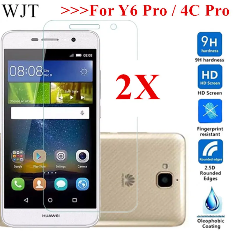 2 шт. закаленное стекло для Huawei Y6 Pro Φ Y6Pro 5 0 дюйма|Защитные стёкла и плёнки