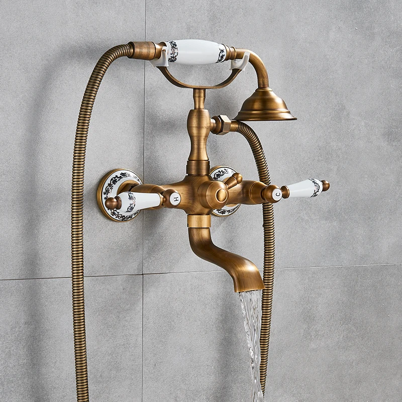Antique brass gold bathtub shower faucet set double knob mixer faucet wall mounted shower set rotating bathtub shower bath showe
Antique brass gold bathtub shower faucet set double knob mixer faucet wall mounted shower set rotating bathtub shower bath showe