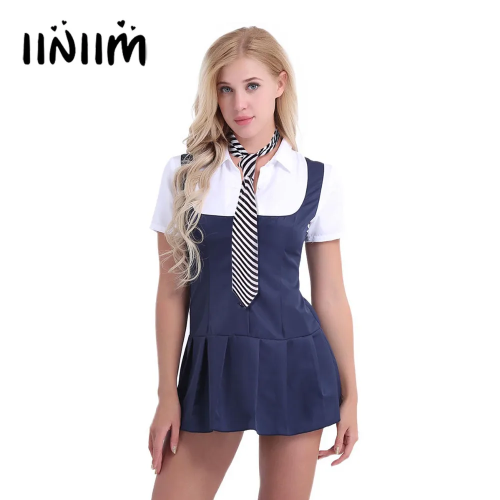 2Pcs Women Adult Schoolgirl Student Costume Uniform Night Club Cosplay Party Dresses Short Sleeve Fancy Shirt Dress with Necktie
2Pcs Women Adult Schoolgirl Student Costume Uniform Night Club Cosplay Party Dresses Short Sleeve Fancy Shirt Dress with Necktie