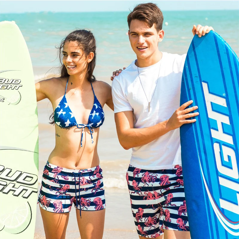 

summer beach honeymoon vacation couples swimwear men women swimsuit sunga sports surfing swim trunk boxers beach board shorts