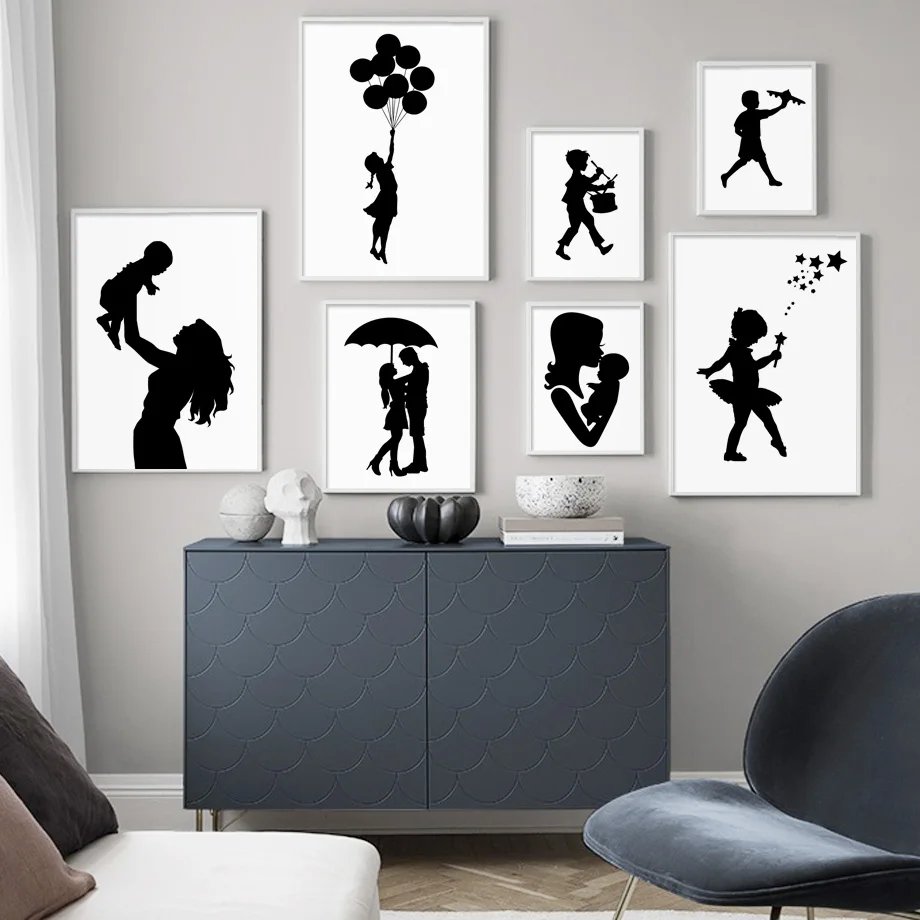 Black White Girl Boy Balloon Star Silhouette Wall Art Canvas Painting Nordic Posters And Prints Wall Pictures Kids Room Decor
Black White Girl Boy Balloon Star Silhouette Wall Art Canvas Painting Nordic Posters And Prints Wall Pictures Kids Room Decor