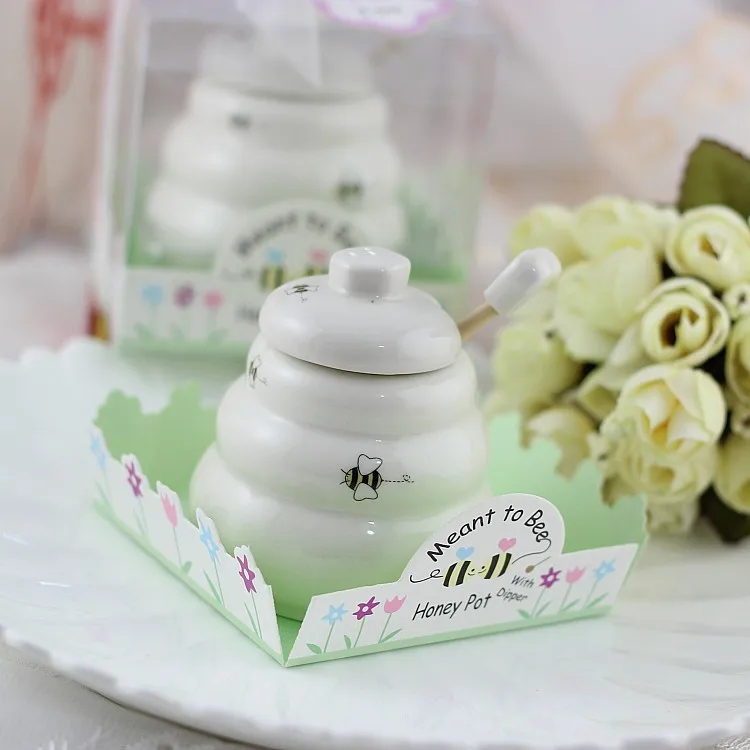 

50pcs Meant to Bee Ceramic Honey Pot Wedding Bridal Shower Favor Gifts Bee Baby Shower Favors Honey Pot