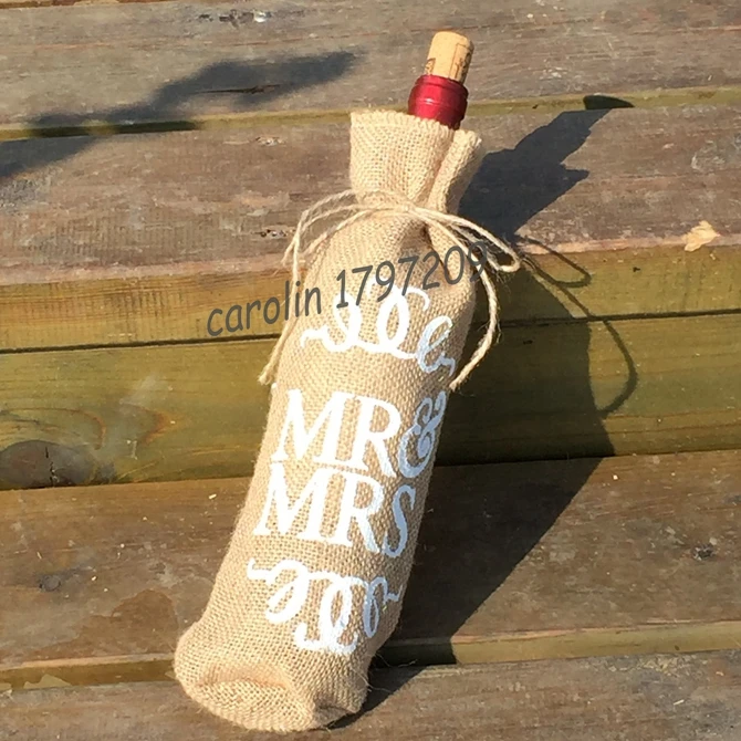 Fashionable Vintage Burlap Hessian "MR MRS" Jute Wine Bottle Bags Champagne Bottle Covers Linen Gifts Wedding Decoration
Fashionable Vintage Burlap Hessian "MR MRS" Jute Wine Bottle Bags Champagne Bottle Covers Linen Gifts Wedding Decoration