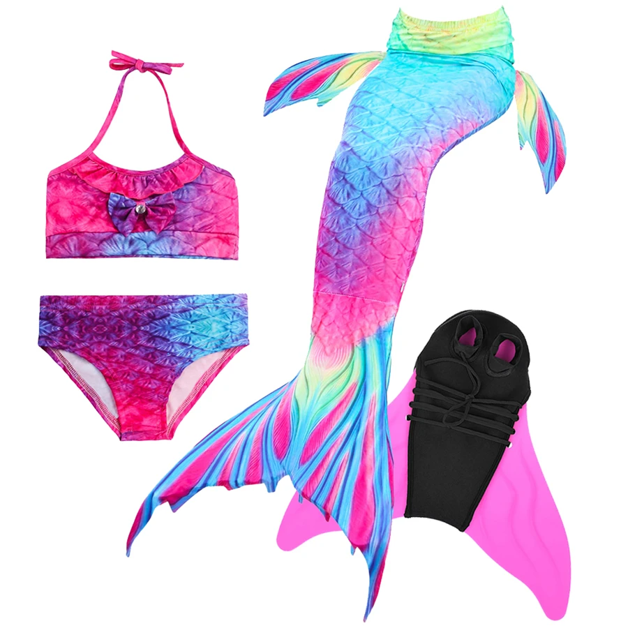 

NEW ! 4pcs/set Fancy Mermaid tails with Fins Monofin Flipper mermaid swimming tails for Kids Girls Summer Beach Wear Swimsuits