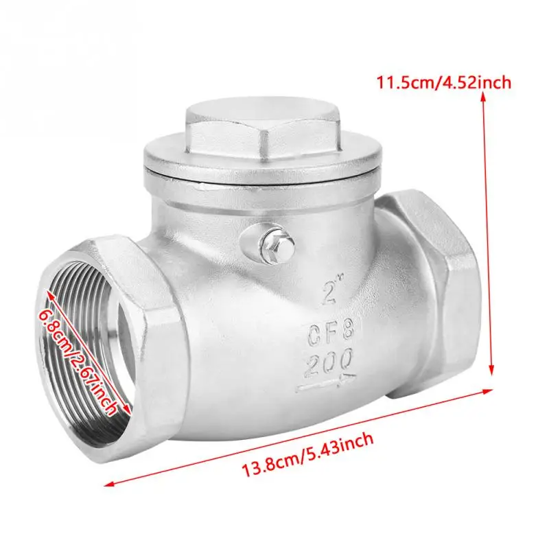 DN50 water valve One Way Swing Check Valve Female Thread 200PSI for Water Oil Gas valvula solenoide Stainless Steel
DN50 water valve One Way Swing Check Valve Female Thread 200PSI for Water Oil Gas valvula solenoide Stainless Steel