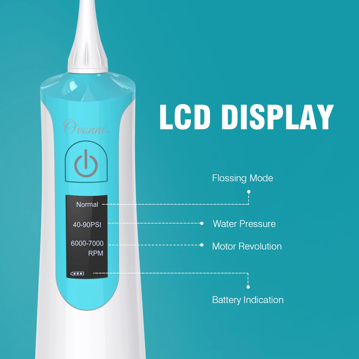 Ovonni ЖК-дисплей ирригатор для полости рта водный Flosser Беспроводная Индуктивная