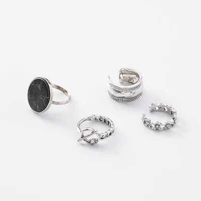 Hot Unique Antique Silver Plated Ring Set Punk Knuckle Rings for women Girls Finger Marble Ring 4 PCS Open Ring Best Selling R99
Hot Unique Antique Silver Plated Ring Set Punk Knuckle Rings for women Girls Finger Marble Ring 4 PCS Open Ring Best Selling R99