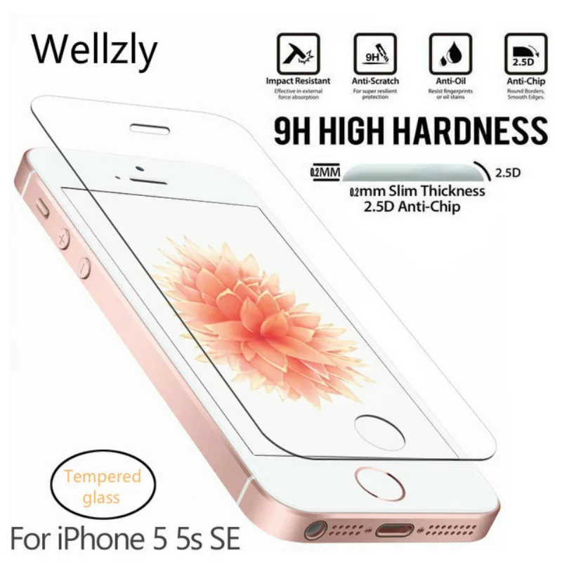 Wellzly 0.26mm 2.5D Protective Glass For iPhone 5S Tempered glass for iPhone 5 SE Screen Protector On Tempered Glass Film 9H HD
Wellzly 0.26mm 2.5D Protective Glass For iPhone 5S Tempered glass for iPhone 5 SE Screen Protector On Tempered Glass Film 9H HD