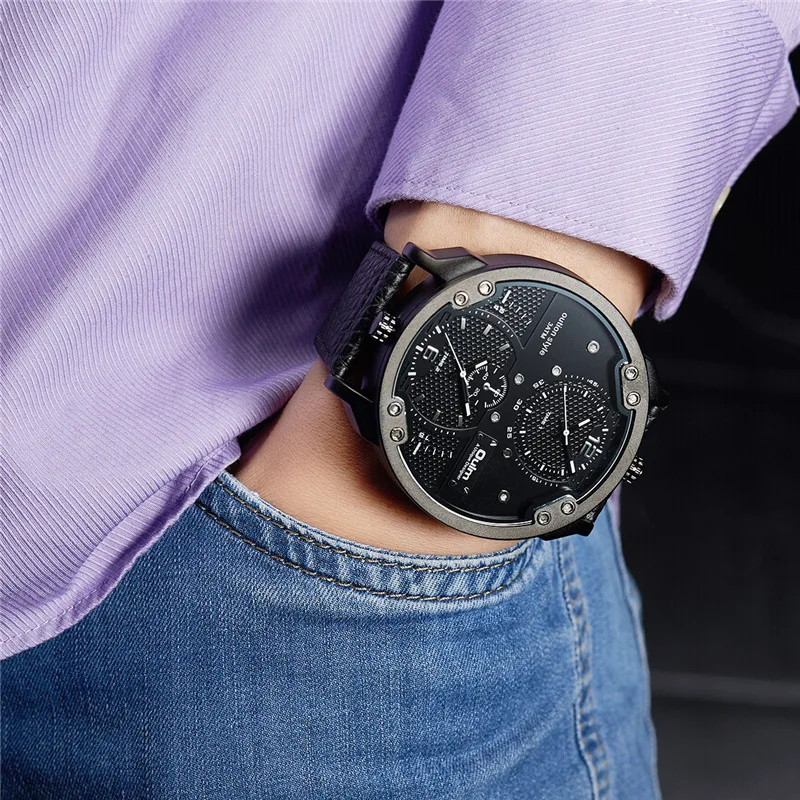 Oulm 3548M Big Dial Men's Watches Luxury Brand Male Sport Quartz Clock Two Time Zone Genuine Leather Strap Wristwatch
Oulm 3548M Big Dial Men's Watches Luxury Brand Male Sport Quartz Clock Two Time Zone Genuine Leather Strap Wristwatch