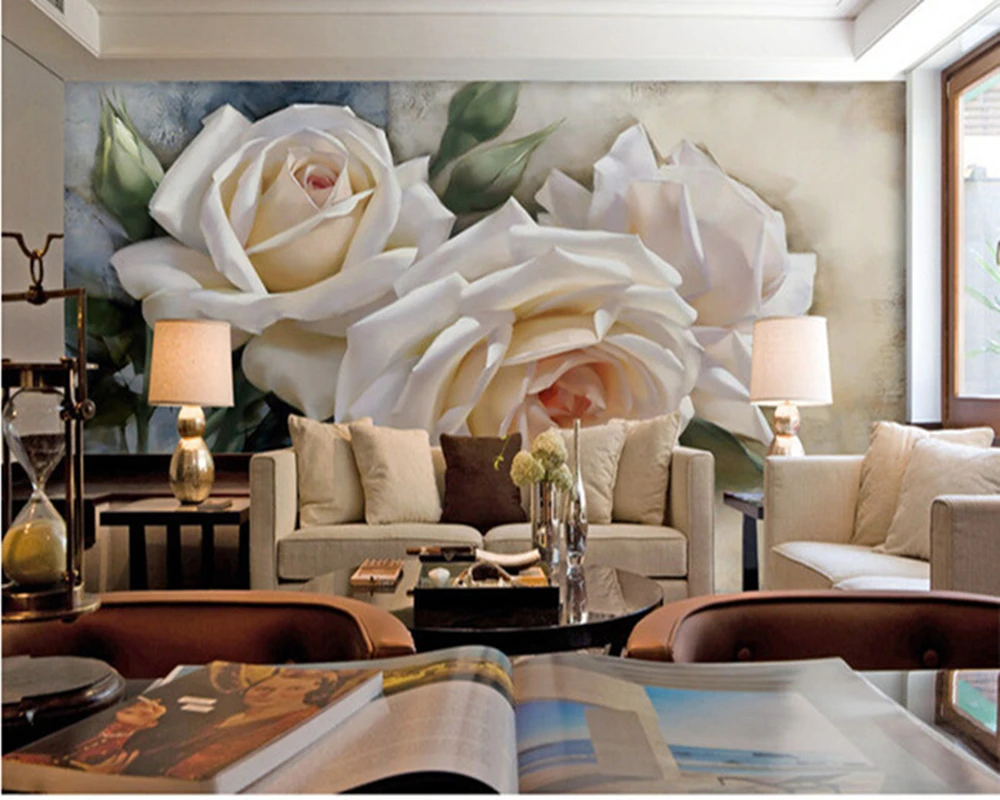 Custom 3D large mural,beautiful white rose oil painting papel de parede ,living room sofa TV wall bedroom wall paper
Custom 3D large mural,beautiful white rose oil painting papel de parede ,living room sofa TV wall bedroom wall paper