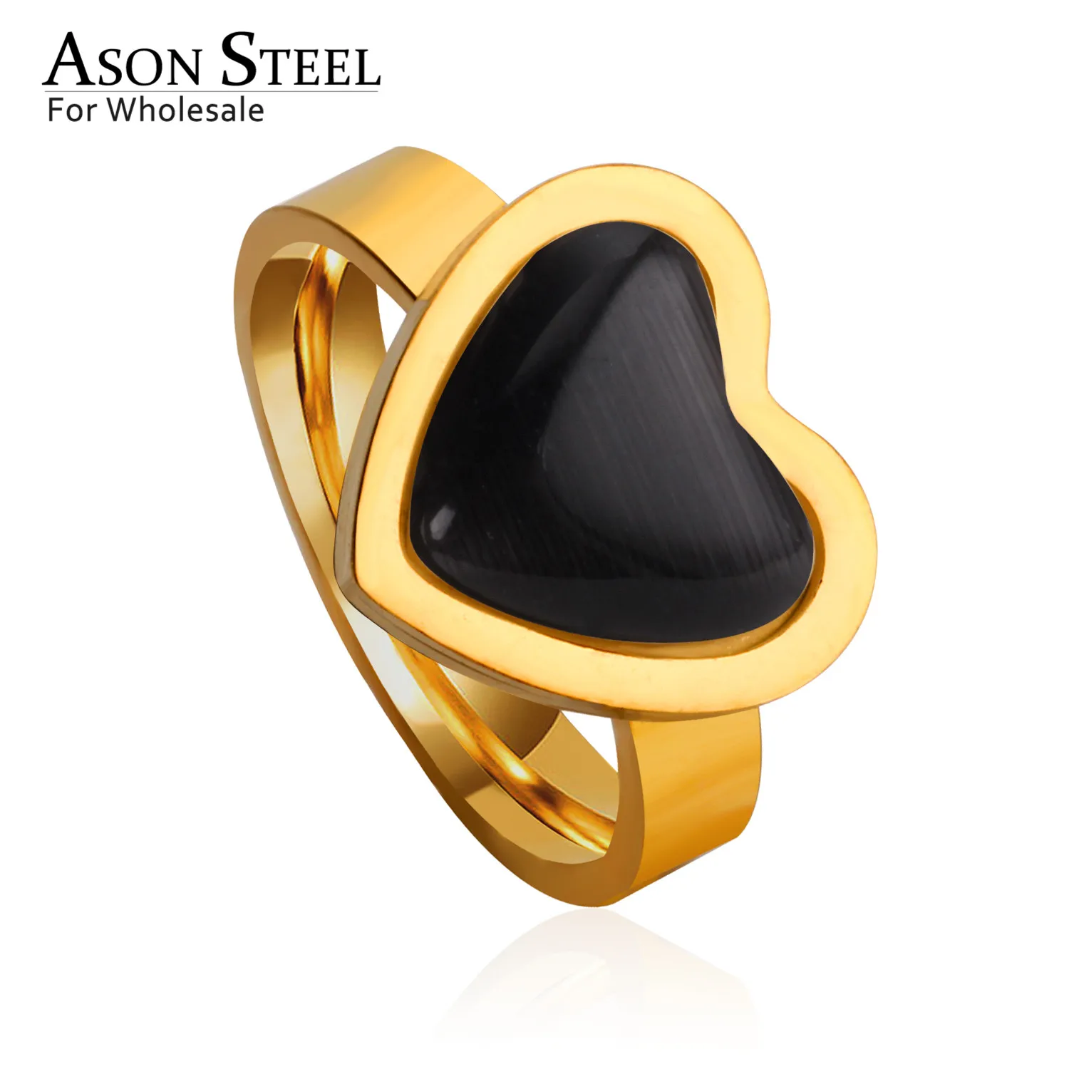 ASONSTEEL черный/белый/синий браслет с сердцем из опала кольца нержавеющей стали для