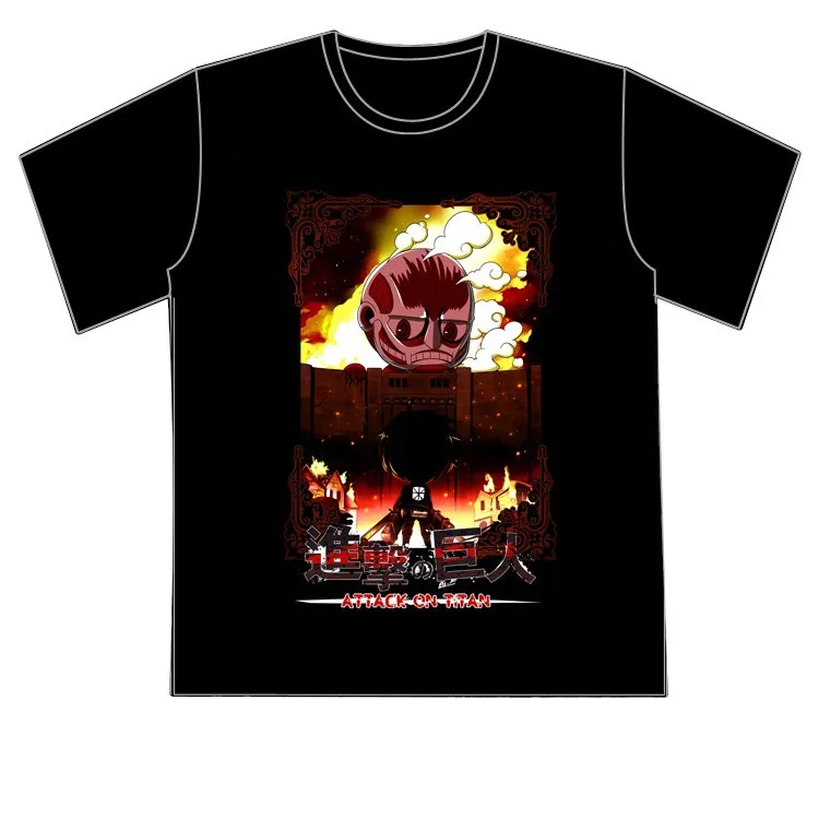 Japanese Anime Black T shirt Tops Attack on Titan Eren Jager Summer style Women T-Shirt Fashion Men Casual Short Sleeve Tshirt
Japanese Anime Black T shirt Tops Attack on Titan Eren Jager Summer style Women T-Shirt Fashion Men Casual Short Sleeve Tshirt