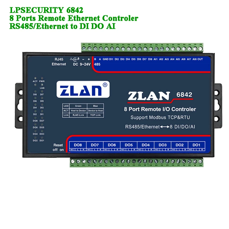 Дистанционный IO контроллер 8 портов RS485/Ethernet для DI DA AI Modbus RTU TCP цифровой входной выход 8 каналов мульти-серийный модуль ввода/вывода
Дистанционный IO контроллер 8 портов RS485/Ethernet для DI DA AI Modbus RTU TCP цифровой входной выход 8 каналов мульти-серийный модуль ввода/вывода