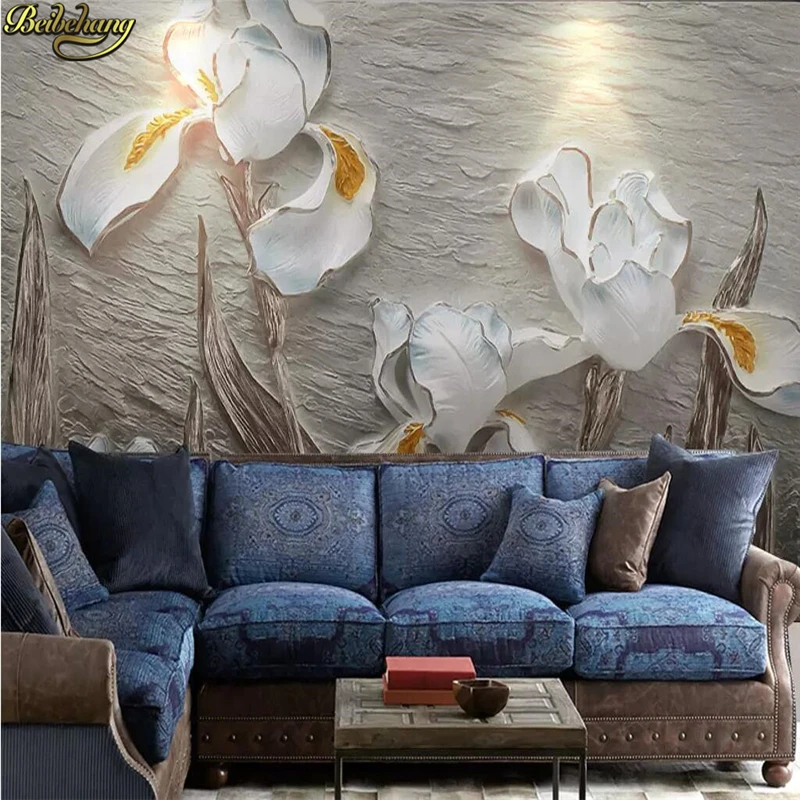 

beibehang Custom photo wallpaper mural 3D resin embossed Phalaenopsis living room wall decoration painting papel de parede