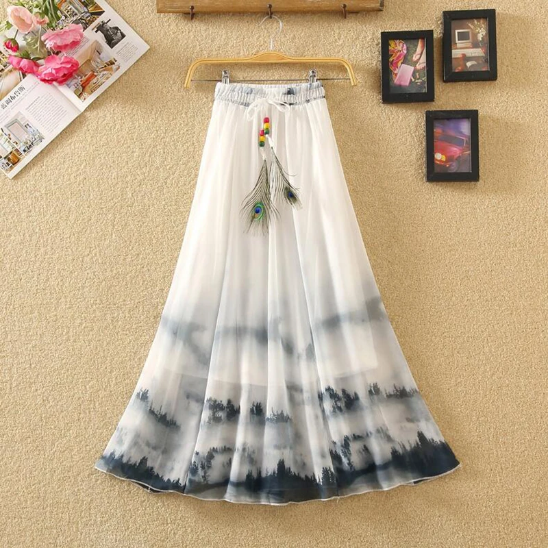 2019 Summer Long Skirt Women Casual Plus Size Chiffon Pleated Skirt High Waist Vintage Floral Print Bohemian Beach Skirts
2019 Summer Long Skirt Women Casual Plus Size Chiffon Pleated Skirt High Waist Vintage Floral Print Bohemian Beach Skirts