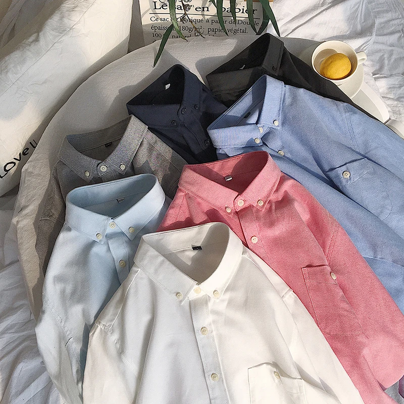 Long sleeve plain cotton shirt men slim fit dress 2019 white black shirts Korean clothes chest pocket casual streetwear CS60
Long sleeve plain cotton shirt men slim fit dress 2019 white black shirts Korean clothes chest pocket casual streetwear CS60