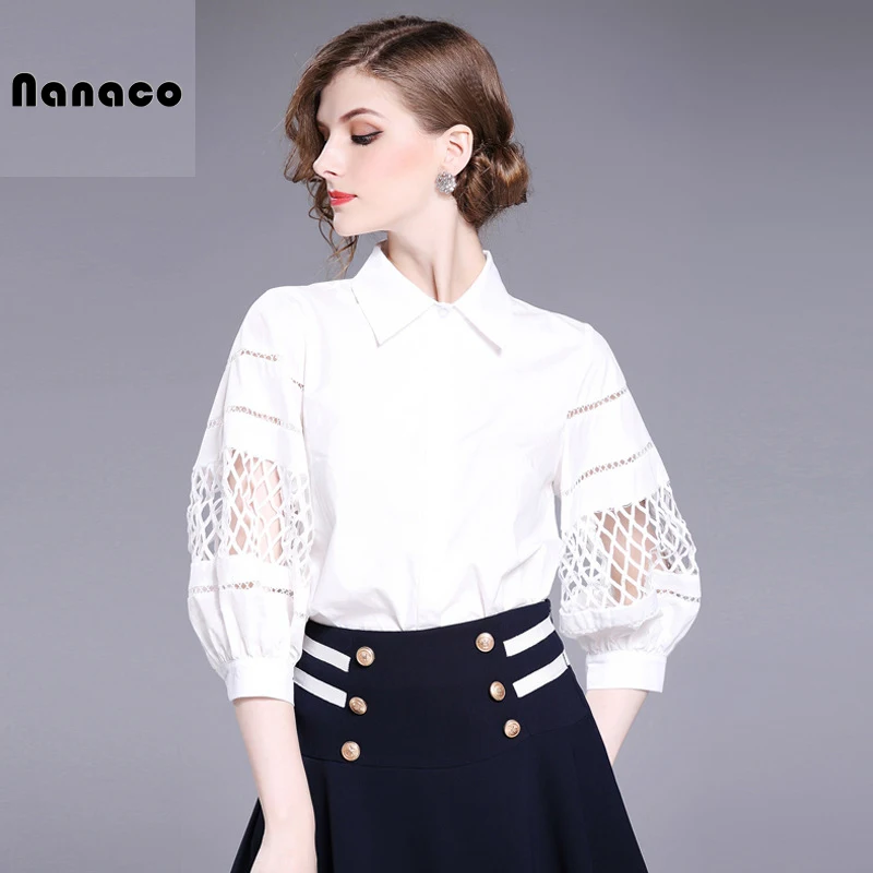 Nanaco 2018 Spring/Summer High Quality Hollow Out Lantern Sleeve Women White Blouse Shirt
Nanaco 2018 Spring/Summer High Quality Hollow Out Lantern Sleeve Women White Blouse Shirt