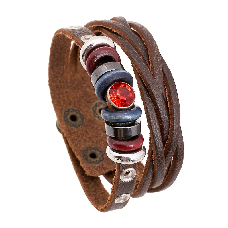 dankaishi Multilayer Leather Bracelet for Women Red Crystal Glass Bead Metal Spacers Punk Style Brown Color Wristband Bangles
dankaishi Multilayer Leather Bracelet for Women Red Crystal Glass Bead Metal Spacers Punk Style Brown Color Wristband Bangles