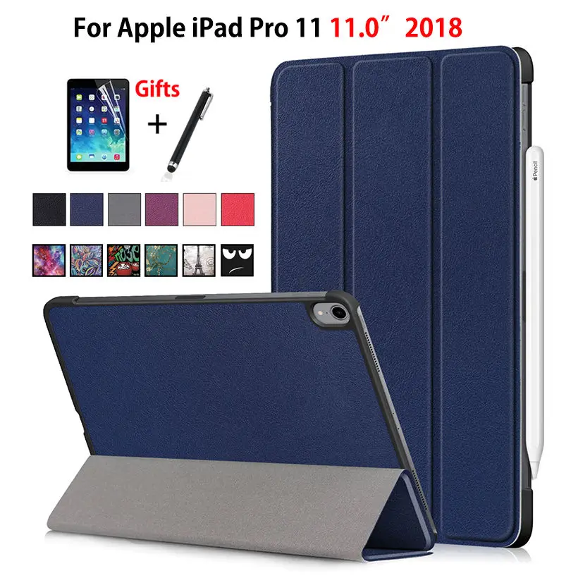 Чехол для iPad Pro 11 2018 Smart Cover Funda нового дюймов PU кожаный складной флип-чехол с