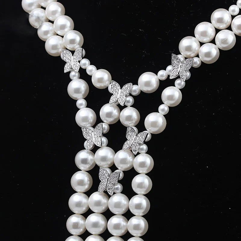 Butterfly Shape 925 Sterling Silver Zircon Stone Spacer Beads Clasps For DIY Double Row Pearl Necklaces Bracelets SC-CZ004 | Украшения и