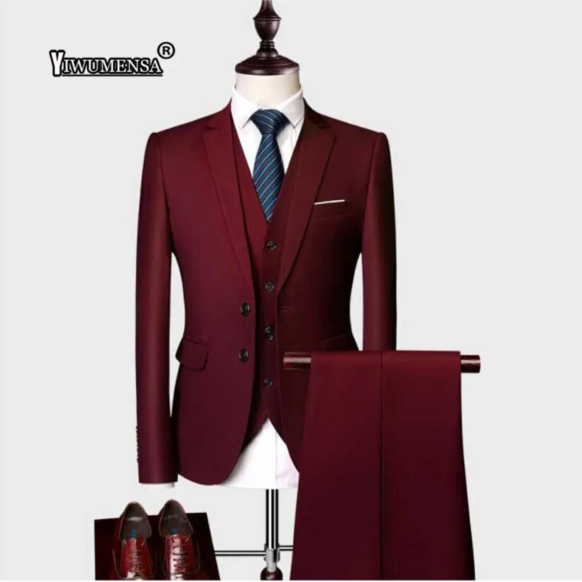 yiwumensa 2018 Men's Fashion Blazers Pants Vest Set 3 piece suit sets Custom male business Formal Skinny Wedding Suits For Mens
yiwumensa 2018 Men's Fashion Blazers Pants Vest Set 3 piece suit sets Custom male business Formal Skinny Wedding Suits For Mens