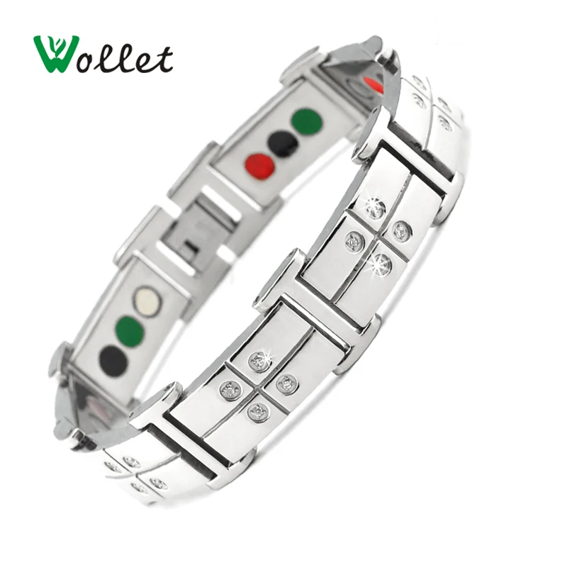 Wollet Jewelry Magnetic Titanium Bracelet bangle CZ Stone For Men Health Tourmaline Germanium Powder Infrared Magnets
Wollet Jewelry Magnetic Titanium Bracelet bangle CZ Stone For Men Health Tourmaline Germanium Powder Infrared Magnets