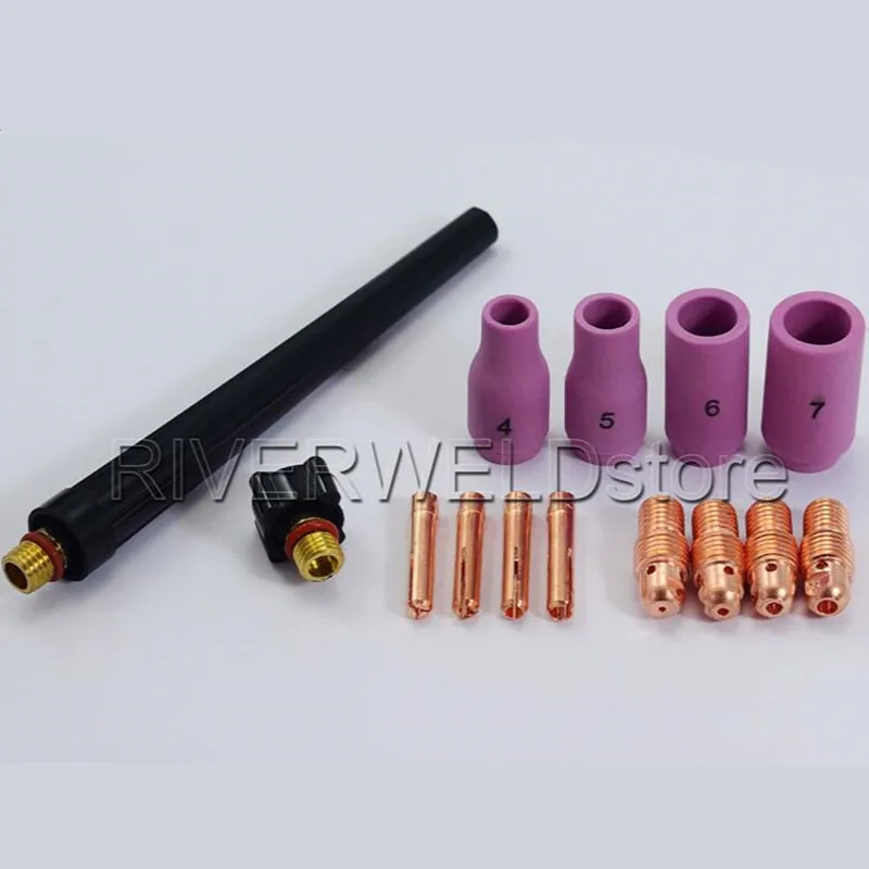 TIG KIT Alumina Nozzles Collet Bodies TIG Back Cap Fit TIG Welding Torch WP PDA DB SR 9 20 25 Consumables Accessories,14pcs
TIG KIT Alumina Nozzles Collet Bodies TIG Back Cap Fit TIG Welding Torch WP PDA DB SR 9 20 25 Consumables Accessories,14pcs