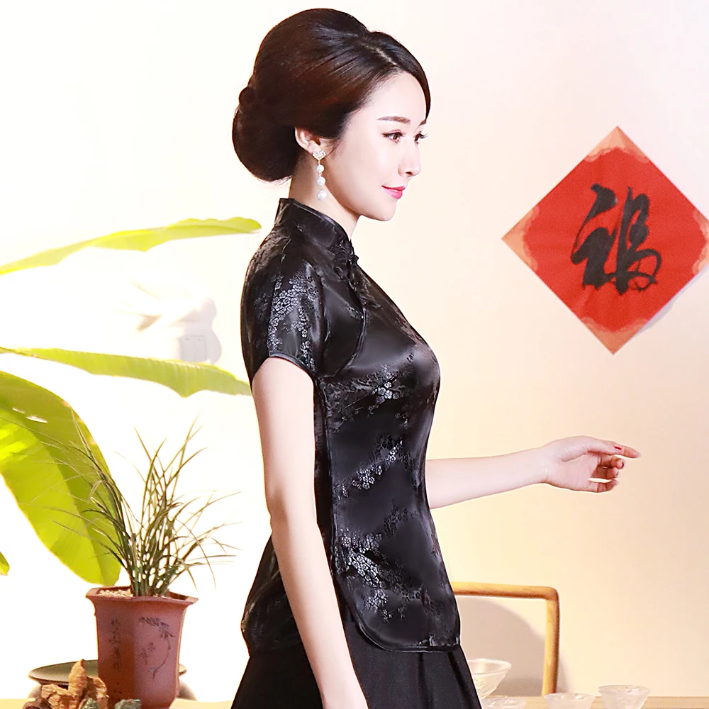 Black Elegant Chinese Female Plus Size Blouse Summer NEW Short Sleeve Shirt Vintage Slim Flower Tang Top S M L XL XXL 3XL 4XL
Black Elegant Chinese Female Plus Size Blouse Summer NEW Short Sleeve Shirt Vintage Slim Flower Tang Top S M L XL XXL 3XL 4XL