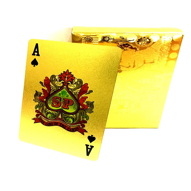 Pound Gold Playing Cards Plastic Waterproof Gold Foil Playing Cards Pvc Playing Cards Gold Foil Poker carte de poker Party Game
Pound Gold Playing Cards Plastic Waterproof Gold Foil Playing Cards Pvc Playing Cards Gold Foil Poker carte de poker Party Game
